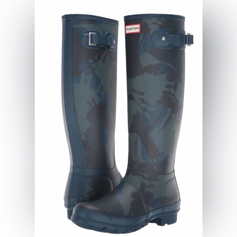 Hunter Disney Mary Poppins Tall Wellington Boots Sz 9 40 EU Camo‎ Blue